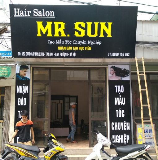 Lắp đặt biển quảng cáo in bạt salon tóc